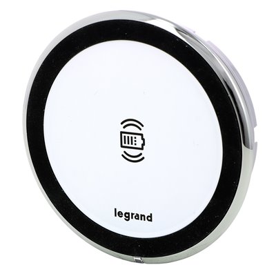Cargador inalámbrico 15W LEGRAND INCARA Disq 80 certificado QI 077642L Blanco