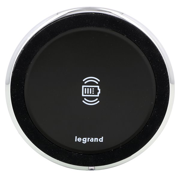 Cargador inalámbrico 15W LEGRAND INCARA Disq 80 certificado QI 077643L Negro