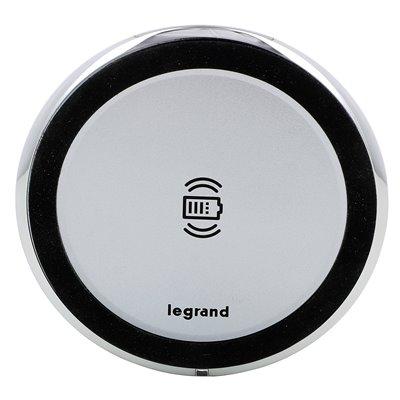 Cargador inalámbrico 15W LEGRAND INCARA Disq 80 certificado QI 077641L Aluminio