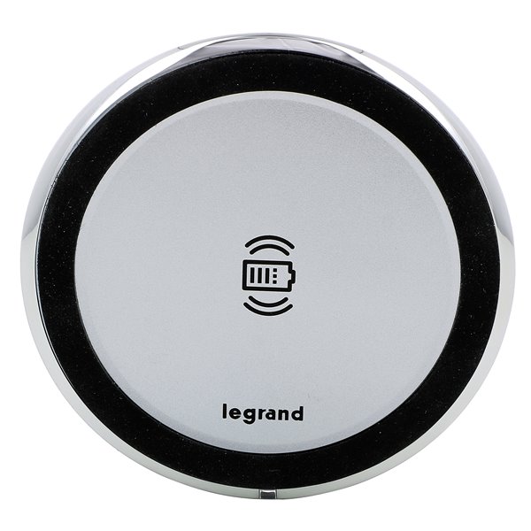 Cargador inalámbrico 15W LEGRAND INCARA Disq 80 certificado QI 077641L Aluminio