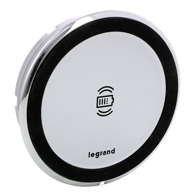 Cargador inalámbrico 15W LEGRAND INCARA Disq 80 certificado QI 077641L Aluminio