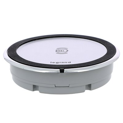 Cargador inalámbrico 15W LEGRAND INCARA Disq 80 certificado QI 077641L Aluminio