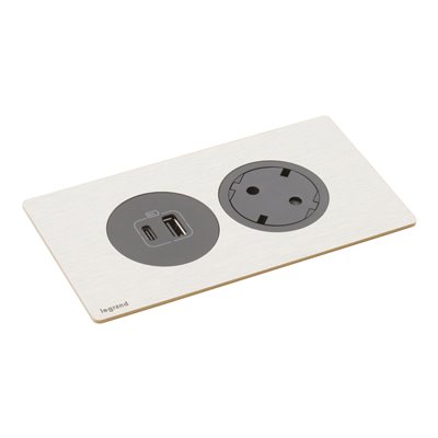 Bloque empotrado 2P+T y USB A+C LEGRAND INCARA DisqIn 654749 Negro