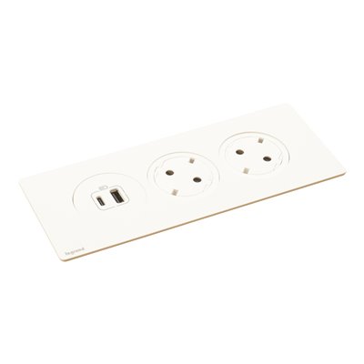 Bloque empotrado 2x 2P+T y USB A+C LEGRAND INCARA DisqIn 654747 Blanco