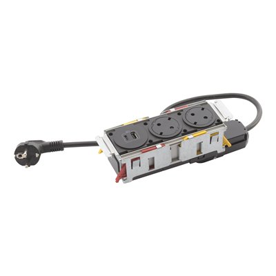 Bloque empotrado 2x 2P+T y USB A+C LEGRAND INCARA DisqIn 654750 Negro