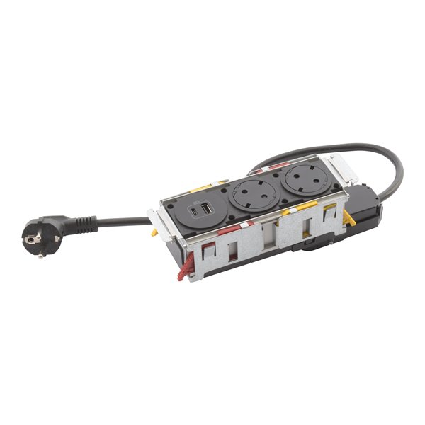 Bloque empotrado 2x 2P+T y USB A+C LEGRAND INCARA DisqIn 654750 Negro
