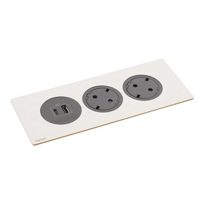 Bloque empotrado 2x 2P+T y USB A+C LEGRAND INCARA DisqIn 654750 Negro