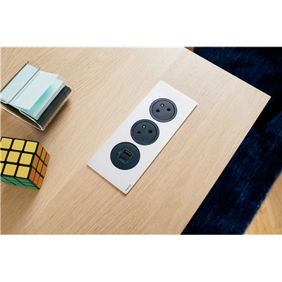 Bloque empotrado 2x 2P+T y USB A+C LEGRAND INCARA DisqIn 654750 Negro