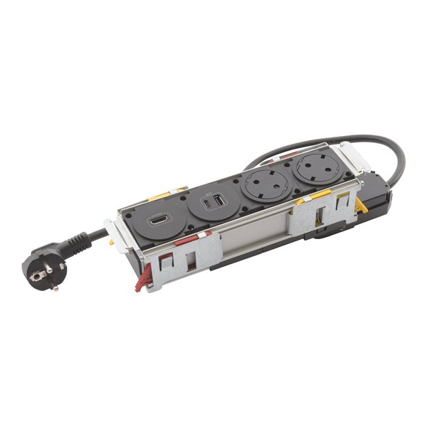 Bloque empotrado 2x 2P+T, HDMI y USB A+C LEGRAND INCARA DisqIn 654751 Negro