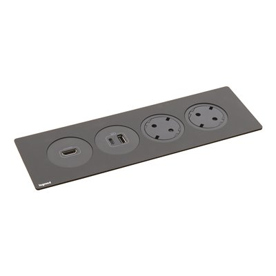 Bloque empotrado 2x 2P+T, HDMI y USB A+C LEGRAND INCARA DisqIn 654751 Negro