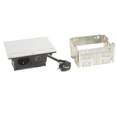 Caja empotrar 4 módulos LEGRAND INCARA Pop-up 2P+T y USB C 654828 Aluminio pulido