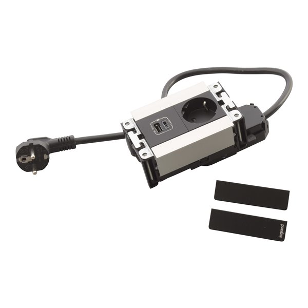 Caja empotrar 4 módulos LEGRAND INCARA Multilink 2P+T y USB A+C 654789 Metálico/Negro