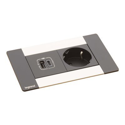 Caja empotrar 4 módulos LEGRAND INCARA Multilink 2P+T y USB A+C 654789 Metálico/Negro