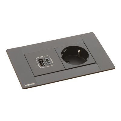 Caja empotrar 4 módulos LEGRAND INCARA Multilink 2P+T y USB A+C 654785 Negro
