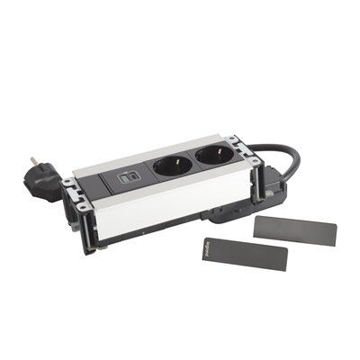 Caja empotrar 6 módulos LEGRAND INCARA Multilink 2x 2P+T y USB C 654793 Metálico/Negro