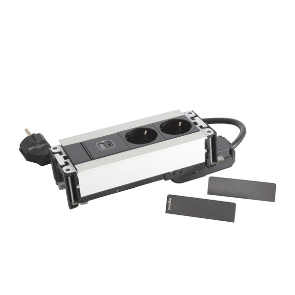 Caja empotrar 6 módulos LEGRAND INCARA Multilink 2x 2P+T y USB C 654793 Metálico/Negro