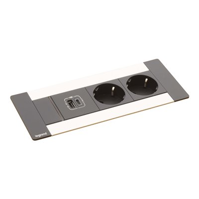 Caja empotrar 6 módulos LEGRAND INCARA Multilink 2x 2P+T y USB A+C 654790 Metálico/Negro