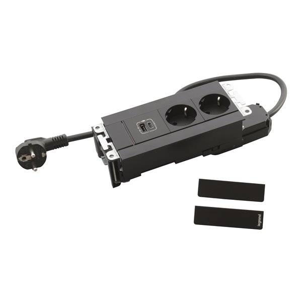 Caja empotrar 6 módulos LEGRAND INCARA Multilink 2x 2P+T y USB A+C 654786 Negro