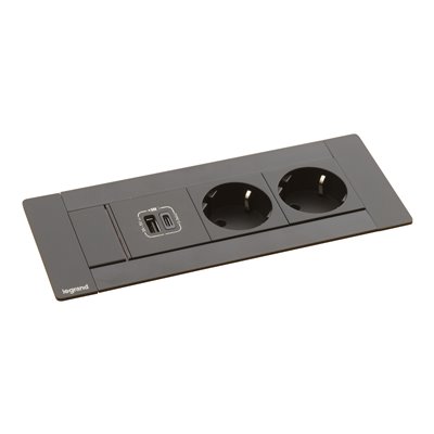 Caja empotrar 6 módulos LEGRAND INCARA Multilink 2x 2P+T y USB A+C 654786 Negro