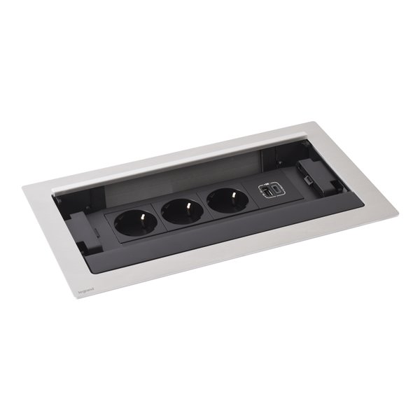 Caja 8 módulos LEGRAND INCARA Flip-up 3x 2P+T y USB A+C 654854 Metal