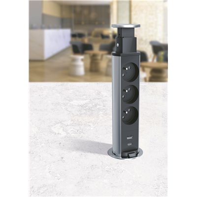 Torre empotrada LEGRAND INCARA Tower 60 3x 2P+T y USB A+C 654974 Metal/Negro