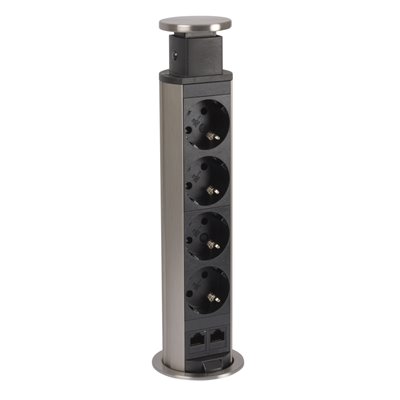 Torre empotrada LEGRAND INCARA Tower 60 4x 2P+T y 2x RJ45 654977 Metal/Negro
