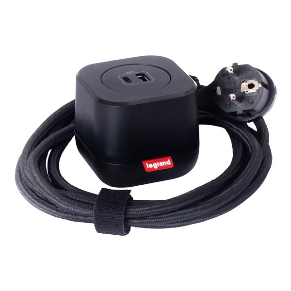 Kit cargador USB A+C LEGRAND INCARA Electr´On 15W 2.5m cable 654923 Negro