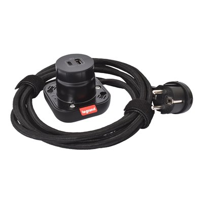 Cargador USB A+C LEGRAND INCARA Electr´On 15W 2.5m cable 654920 Negro