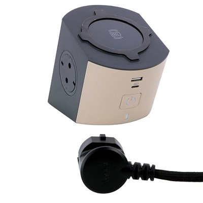 Base multiple de carga 2 tomas 2P+TT 16A +USB tipo A y C Legrand 694500 Topo/Gris Oscuro