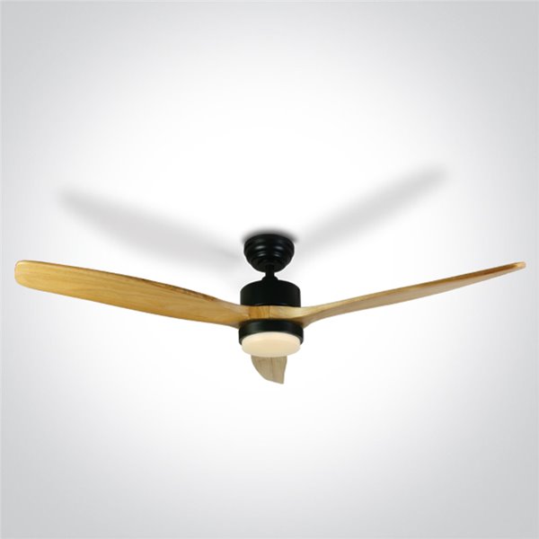 Ventilador Led techo ONE LIGHT 6308L/B/V Negro y madera clara 35w
