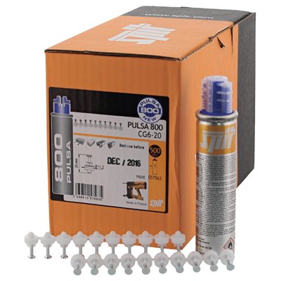 Pack 500 Clavos CG6-20 + 1 cartucho de gas para canaletas SPIT 057563
