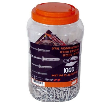 Bidón 1000 anclajes HIT-M/P + 5 brocas 5x110 y tornillo cincado plano 5x25/5mm SPIT 055709