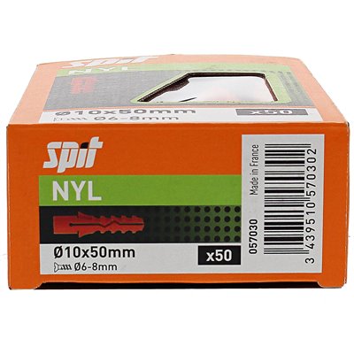 Caja 50 anclajes NYL de nailon sin collareta 10x50mm SPIT 057030
