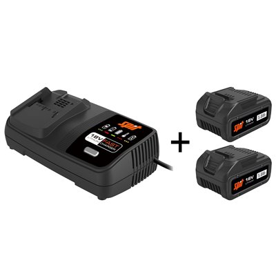 Kit Cargador de baterias 18V SPIT 054548 con 2 baterias 18v a 5Ah