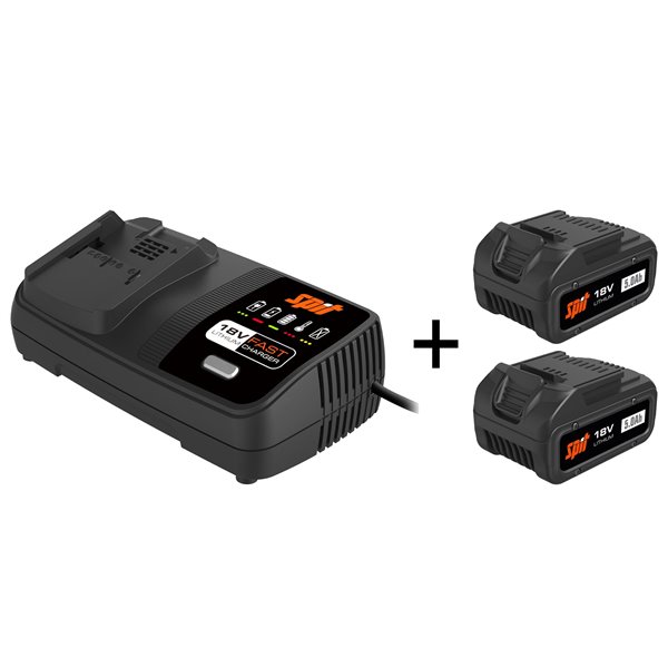 Kit Cargador de baterias 18V SPIT 054548 con 2 baterias 18v a 5Ah