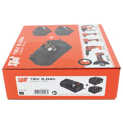 Kit Cargador de baterias 18V SPIT 054548 con 2 baterias 18v a 5Ah