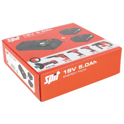 Kit Cargador de baterias 18V SPIT 054548 con 2 baterias 18v a 5Ah