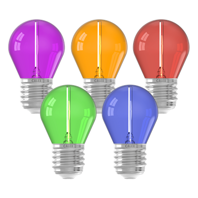 Pack 5 Bombillas Led CALEX 473434 E27 1W Blue, Purple, Green, Red y Orange
