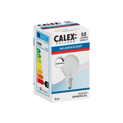 Bombilla incandescente CALEX 407602 240V 10W E14 P45 esferica Blanca mate