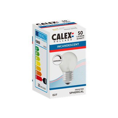Bombilla incandescente CALEX 408502 240V 10W E27 P45 esferica Blanca mate