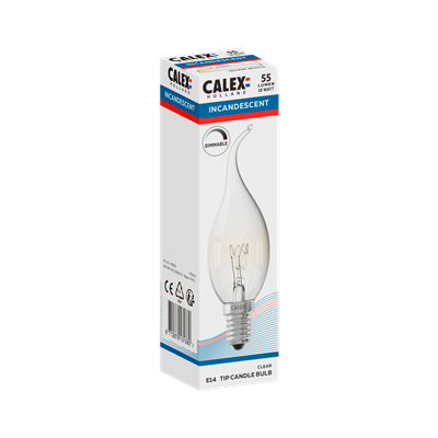 Bombilla incandescente CALEX 413654 240V 10W E14 BXS35 Vela Transparente