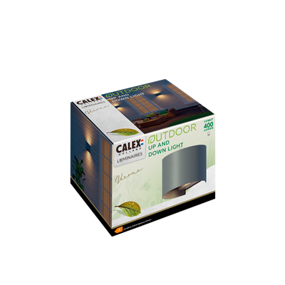 Aplique de pared UP & DOWN exterior oval CALEX 7001000500 Gris