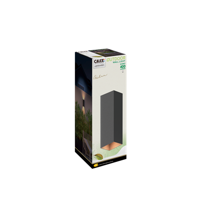 Aplique de pared UP & DOWN exterior rectangular luz calida 8W CALEX 7001000900 Negro