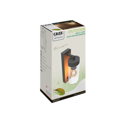 Aplique de pared exterior Perugia E27 sensor movimiento CALEX 4301001600 Negro