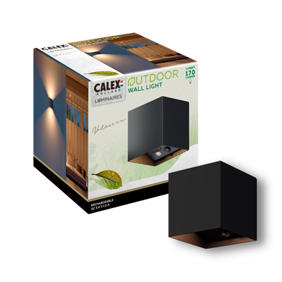 Aplique de pared exterior Volterra recargable a batería CALEX 4301002400 Negro