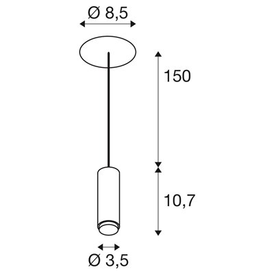 Luminaria Led de suspensión LALU 150cm 9,5W 3000K empotrable SLV 1007549 Blanco