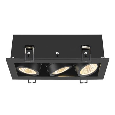 Luminaria empotrable techo KADUX triple 3000K 38º IP20 SLV 1007567 Negro cuadrado