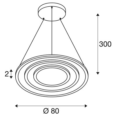 Luminaria Led de suspensión ONE FLAT triple 300cm 2,7-3K Dali SLV 1007701 Negro