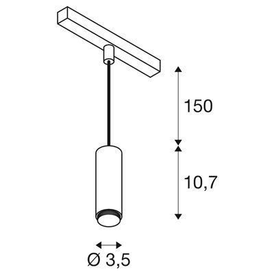 Luminaria Led de suspensión LALU 48V 150cm 8W 3000K DALI SLV 1007748 Blanco