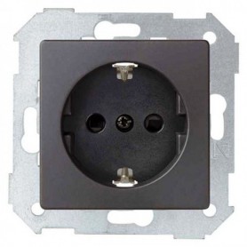Conjunto semi-montado de base de enchufe schuko +tapa 8200432-098 Negro mate Simon 82 Concept
